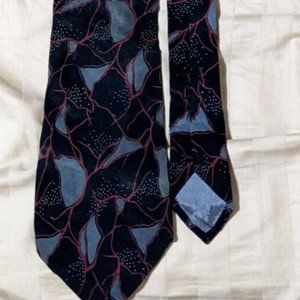 ALL SLIK Vintage Handmade Italian Silk Tie RED BLACK GRAY